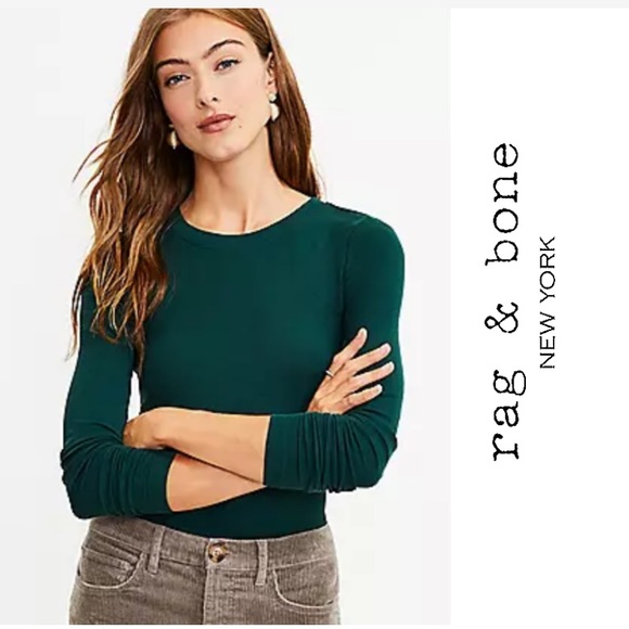 🆕 Rag & Bone The Ribbed Green Blouse. NWOT - Picture 7 of 8